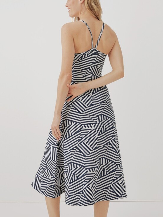 Pact Dresses & Skirts - Pact Organic Cotton Fit & Flare Midi Dress Geometric Stripes